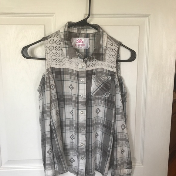 ❤️ Justice Girls Cold Shoulder Shirt - Size 12 - Picture 2 of 5